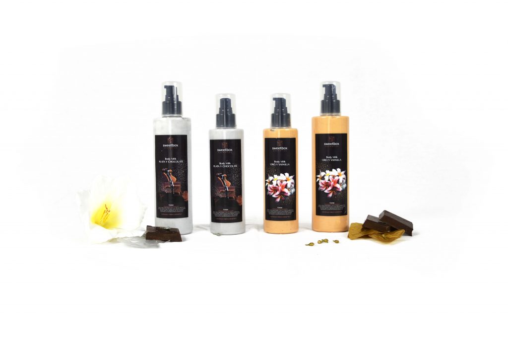 Sweetbox Cosmetics, cosmética natural, Sweetbox, body milk, body, milk, chocolate y plata, oro y vainilla,